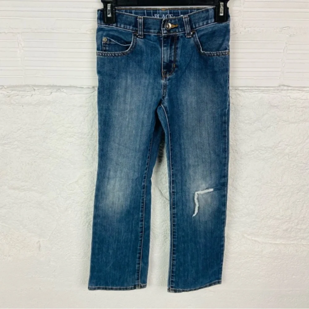 The Children's Place Blue Bootcut denim distressed Jeans size 8